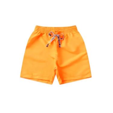 Imagem de Bermuda Masculina Praia Infantil Shorts Piscina Cor:Laranja;Tamanho:12