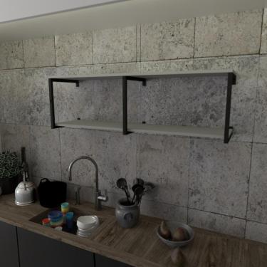 Imagem de Prateleira Industrial Suspensa Estante Parede Nicho Cinza Cozinha Escritorio Sala Quarto Infantil