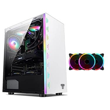 Imagem de Gabinete Gamer ATX Gaming Case - Micro ATX PC Case/ATX Computer Case - Mid Tower - Acrylic Glass - Fan And Water Cooling Supporth (Color : White, Size : 3 fan)