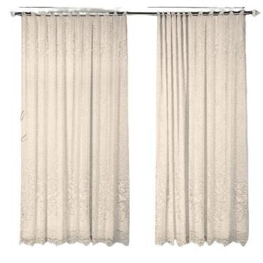 Imagem de Cortina Marfim Renda Com Forro Roseiral Quarto 3,50X2,20Alt