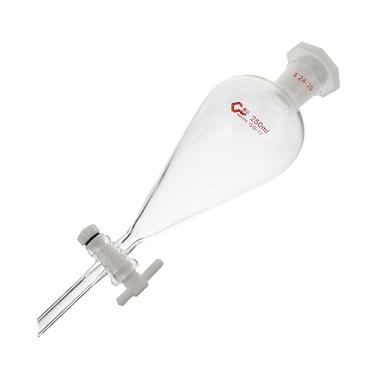 Imagem de PartyKindom 3 Pecas funil de separação em forma de pêra laboratório+separatório+funis escova de laboratório profissionais Funil químico cônico Destilador chave Vidro de alto borosilicato