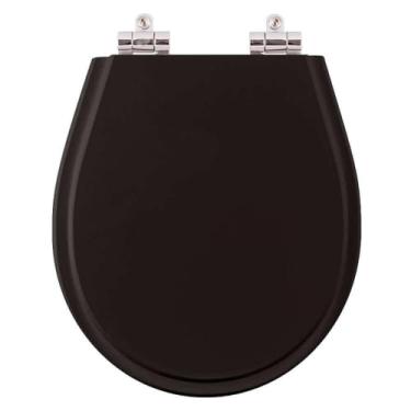 Imagem de Assento Sanitário Poliéster Fechamento Lento Aries Preto para vaso Eternit