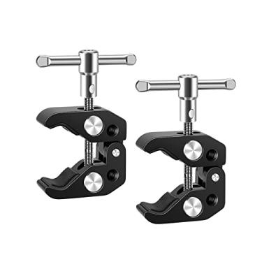 Imagem de Lanxire Braçadeira de caranguejo super braçadeira com 12,5 cm x 1/4" e 1 rosca de 3/8" para adaptador de cabeça mini esférica/braço articulado/câmeras articuláveis/câmeras Canon Nikon DSLR/suporte de luz/filmadoras/monitor de câmera – pacote com 2