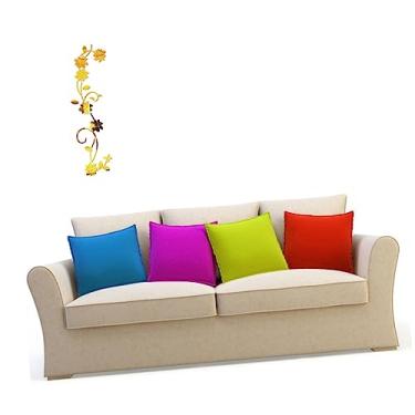 Imagem de HEMOTON Adesivo de parede acrílico Adesivo de parede D espelho para bebê adesivos 3d para crianças adesivos florais decalque de decoração para casa adesivo nórdico simples flor videira
