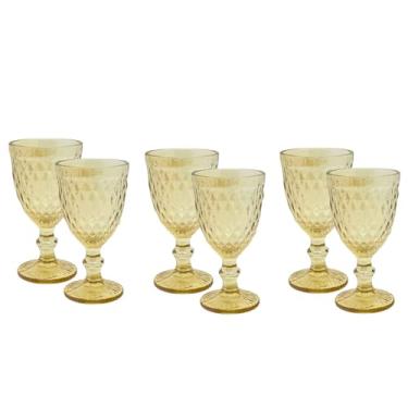 Imagem de Taça De Vidro Efeito Abacaxi Dourada 300ml - Jogo Com 6 Unidades