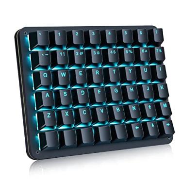 Imagem de Koolertron Teclado mecânico macro com uma mão, retroiluminação de LED azul, teclado mecânico portátil para jogos com uma mão, 48 teclas totalmente programáveis, eixo vermelho