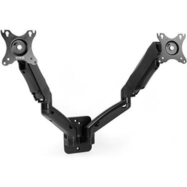 Imagem de VIVO Braço estendido pneumático de altura ajustável para monitor duplo suporte de parede articulado de movimento total, serve para 2 telas de 17 a 27 polegadas, preto, MOUNT-V002G