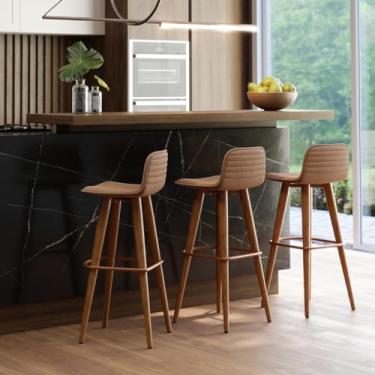 Imagem de Combo 3 Banquetas Alta para Cozinha Luxo Linea Cobre Terracota Gourmet