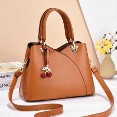 Imagem de Bolsa de couro retro e bolsas de luxo bolsas femininas designer marca ombro crossbody sacos para mulher, laranja