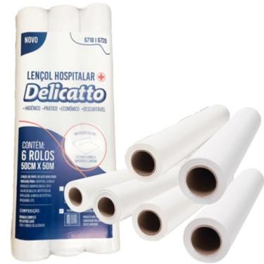 Imagem de Delicatto Lençol Papel Descartável Maca 6Un Lencois Descartaveis 50x50 - Branco - 100% Celulose Virgem - Não Esfarela - Extra Luxo - Gramatura: 20 g/m²
