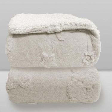 Imagem de Cobertor Urso Relevo Sherpa Branco - Laço Bebê
