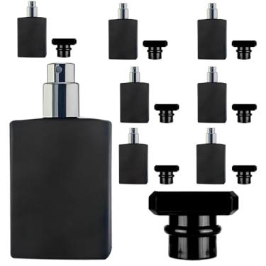 Imagem de 8 frascos de perfume de 30 ml atomizador vazio, frasco de spray de perfume, frascos de spray de névoa fina compostos por uma garrafa de vidro, uma tampa de acrílico preto e um pulverizador de prata (preto)