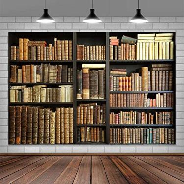 Imagem de Estante marrom de 2,5 x 1,5 m, biblioteca, moderna, retrô, cenários fotográficos, casa, escritório, zoom, reunião, videoconferência, decoração de escritório, gravação de vídeo, chamadas de zoom,