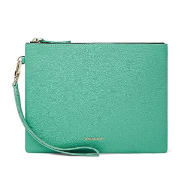 Imagem de DORIS&JACKY Bolsa clutch feminina de couro de cordeiro, grande, macia, com alça.., Verde cabra, Pele de cabra verde