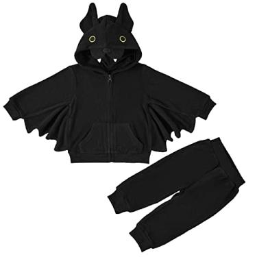 Imagem de Weixinbuy Conjunto de roupas de cosplay estilo morcego de Halloween para bebês, meninos, meninas, casaco com capuz, Estilo morcego, 2-3 Anos