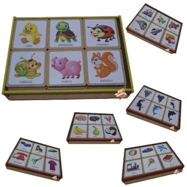 Imagem de Brinquedo Educativo Pedagógico Em Madeira Premium Estojo Jogo Da Memória Infantil (Animais 30Pçs)