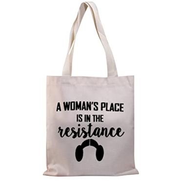 Imagem de Bolsa feminina feminista A Woman's Place Is In The Resistance Tema Feminista Presente Inspirador Feminismo Bolsa de Compras Presente Girl Power (coloque na resistência TG), Grande, Coloque na