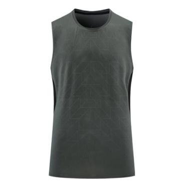Imagem de Camiseta regata masculina Active Vest Body Building Muscle Fitness Slimming Ice Silk Fabric Compression Shirt, Verde militar, G