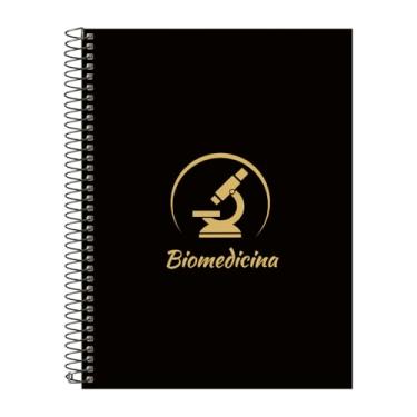 Imagem de Caderno Universitário Espiral 15 Matérias Profissões Biomedicina (Preto e Gold)