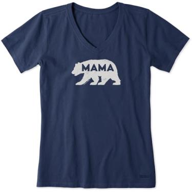 Imagem de Life is Good - Camiseta feminina Mama Bear Silhouette, Azul escuro, GG