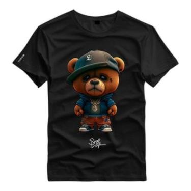 Imagem de Camiseta Personalizada Urso Gangsta Moletom Boné Tattoo-Unissex
