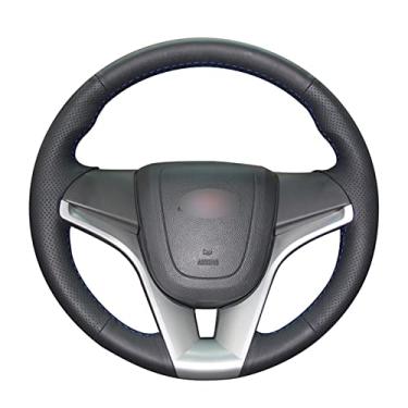 Imagem de Capa de volante de carro confortável antiderrapante costurada à mão preta, apto para Chevrolet Cruze 2009 a 2014 Aveo Orlando Holden Cruze Ravon R4