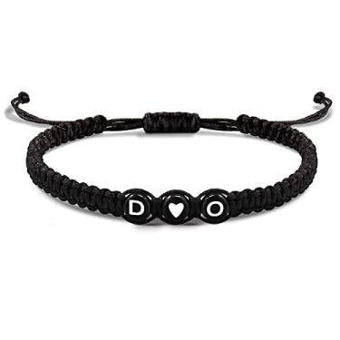 Imagem de Pulseiras iniciais para mulheres pulseiras masculinas presentes para namorada namorado letras pulseiras eu te amo presentes para ela melhor amigo presente de aniversário jóias de natal, Metal, Sem pedras preciosas