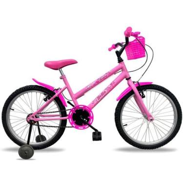 Imagem de Bicicleta Aro 20 Infantil Feminina Com Cestinha E Rodinhas Bike E Lase