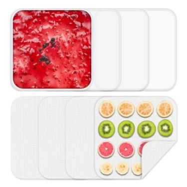 Imagem de Desidratador de alimentos de silicone com borda, 4 peças de tapetes desidratadores de malha, folhas de desidratador de silicone antiaderentes reutilizáveis (24 x 24 cm) para líquidos, couro de frutas,