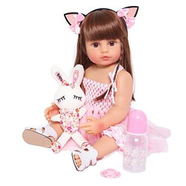 Imagem de MNMJ Lifelike Reborn Baby Dolls - 22-inch Soft Body Realistic Newborn Baby Dolls Silicone Full Body Real Life Baby Dolls with Feeding Kit Toys Accessories for Ages 3+ Year Old Girls or Collection