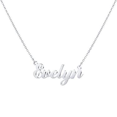 Imagem de Hidepoo Colar com nome personalizado – Colar com pingente de nome personalizado de aço inoxidável, corrente delicada com nome de letra, joias personalizadas, presentes para mulheres e meninas, Metal
