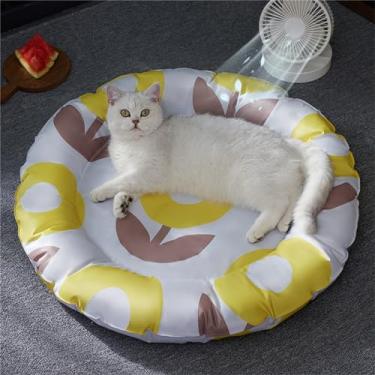 Imagem de QIYANER Cama pet, Redonda Pet ninho de gelo,70 * 70CM verão cão dormir esteira gato verão frio tapete resistente a riscos ninho de gelo resfriamento gato esteira,S