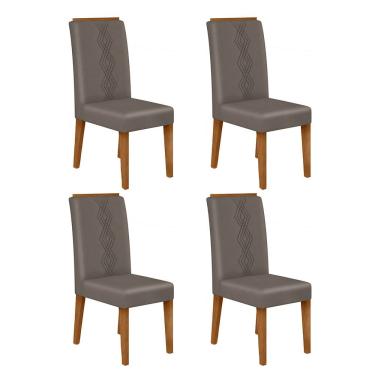 Imagem de Conjunto com 04 Cadeiras Yasmin Freijó Veludo Lunar DJ Móveis