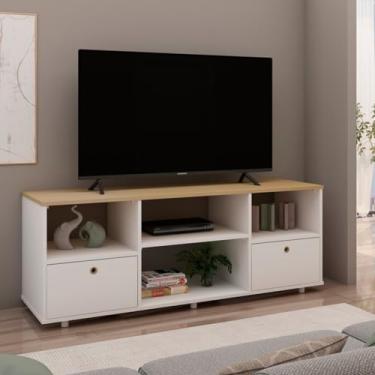 Imagem de MadeiraMadeira Rack para TV até 55 Polegadas, Sistema de Montagem sem Ferramentas, 2 Gavetas e 2 Nichos, Rústico, Suporte de TV, Rack