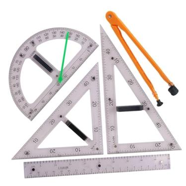 Imagem de Ioensy Grande conjunto de régua matemática geométrica, conjunto de régua de ensino, ferramenta de desenho de geometria, 5 unidades