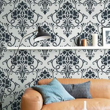 Imagem de Estêncil de 60 cm Damasco Luxo Retrô Vintage para Paredes Modelo Grande Reutilizável Decoração Padrões de Azulejo Padrão de Móveis Mandala Nicho Parede Mandalas de Madeira Modelos para Pintar