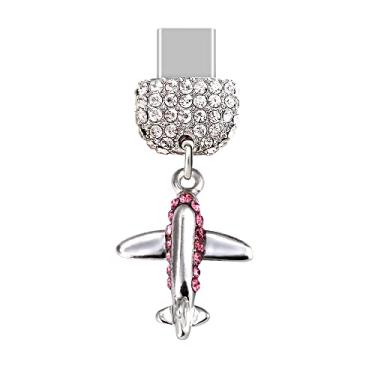 Imagem de ELISE & FONDA TP185 Tipo-C porta de carregamento USB cristal antipoeira plugue plano pingente pingente para celular Samsung Galaxy/Huawei/OnePlus/Xiaomi/oppo novos telefones Android (branco), approx.