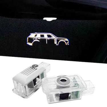 Imagem de 2 peças de luzes LED para porta de carro com logotipo do projetor compatível com Range Rover L460 2022 - presente luz fantasma sombra de quinta geração de luz de boas-vindas a laser de cortesia