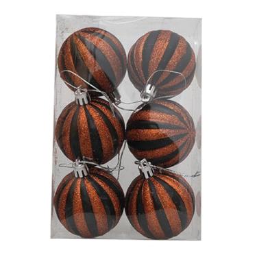 Imagem de menolana 6 peças de enfeites de bola de Halloween para decoração de pendurar em árvore, enfeite decorativo para festa temática, enfeites de guirlanda de, Preto E Laranja