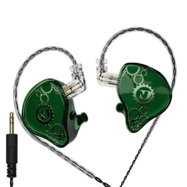 Imagem de FEDAI Fones de ouvido ND Venus intra-auriculares, fones de ouvido IEM com driver magnético duplo de 10 mm, fones de ouvido para jogos HiFi com fio, cabo destacável de 2 pinos (sem microfone, verde,