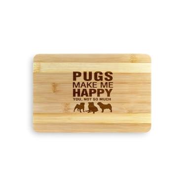 Imagem de Tábua de cortar Pugs, Pugs Make Me Happy, presente de pugs, presente para pugs, tábua de corte de bambu, ideia de presente de inauguração de casa, aniversário, ideia de presente de Natal (Grande (45 x