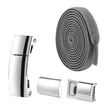 Imagem de Lock Shoelaces Without Ties Flat Elastic Laces Sneakers Boots No Tie Shoelace Rubber Bands For Shoes Accessories(Dark gray)