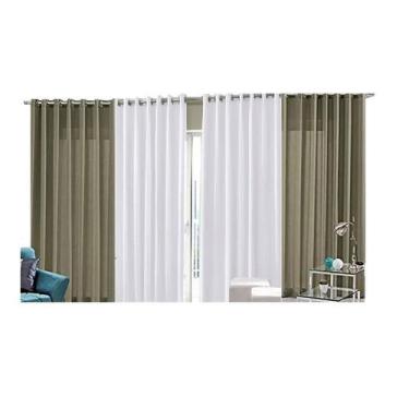 Imagem de Cortina Sala 4,00x2,50 Bicolor Oxford Avelã Branca Admirare