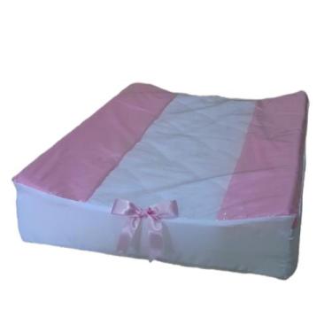 Imagem de Trocador Cômoda Fraldas Anatômico Para Bebê - LuckBaby, Rosa Branco