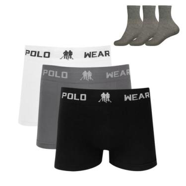 Imagem de Kit 3 Cueca Boxer Polo Wear Microfibra Sortido + 3 Meias M12, G, Sorti