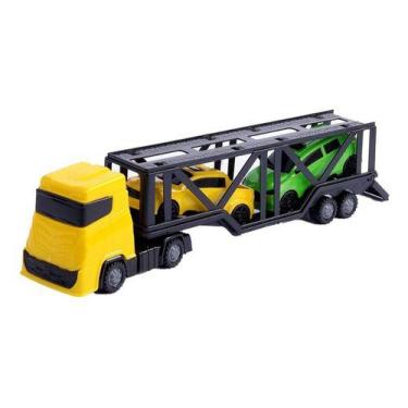 Imagem de Brinquedo Infantil Criança Menino Caminhão Carreta Cegonheira Com 2 Ca