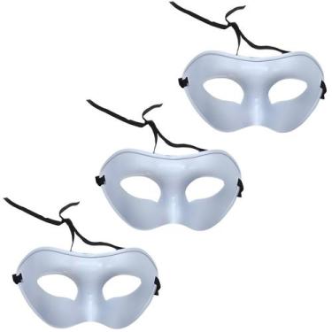 Imagem de Kit 3 máscaras básica lisa branca carnaval baile halloween - ANDS