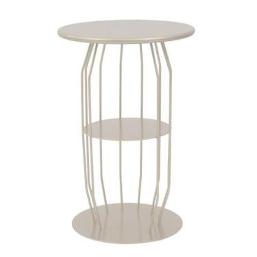 Imagem de Mesa Lateral Silueta Baixa Redonda Luxo Minimalista - Studio Metal Mad