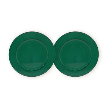 Imagem de Kit 2 Un Sousplat Redondo Verde Polipropileno 33Cm Rafimex
