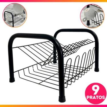 Imagem de Escorredor De Louça Cozinha 9 Pratos Copo Duplo Compacto 2 Andares Por